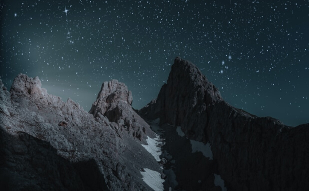 Rocks and star sky